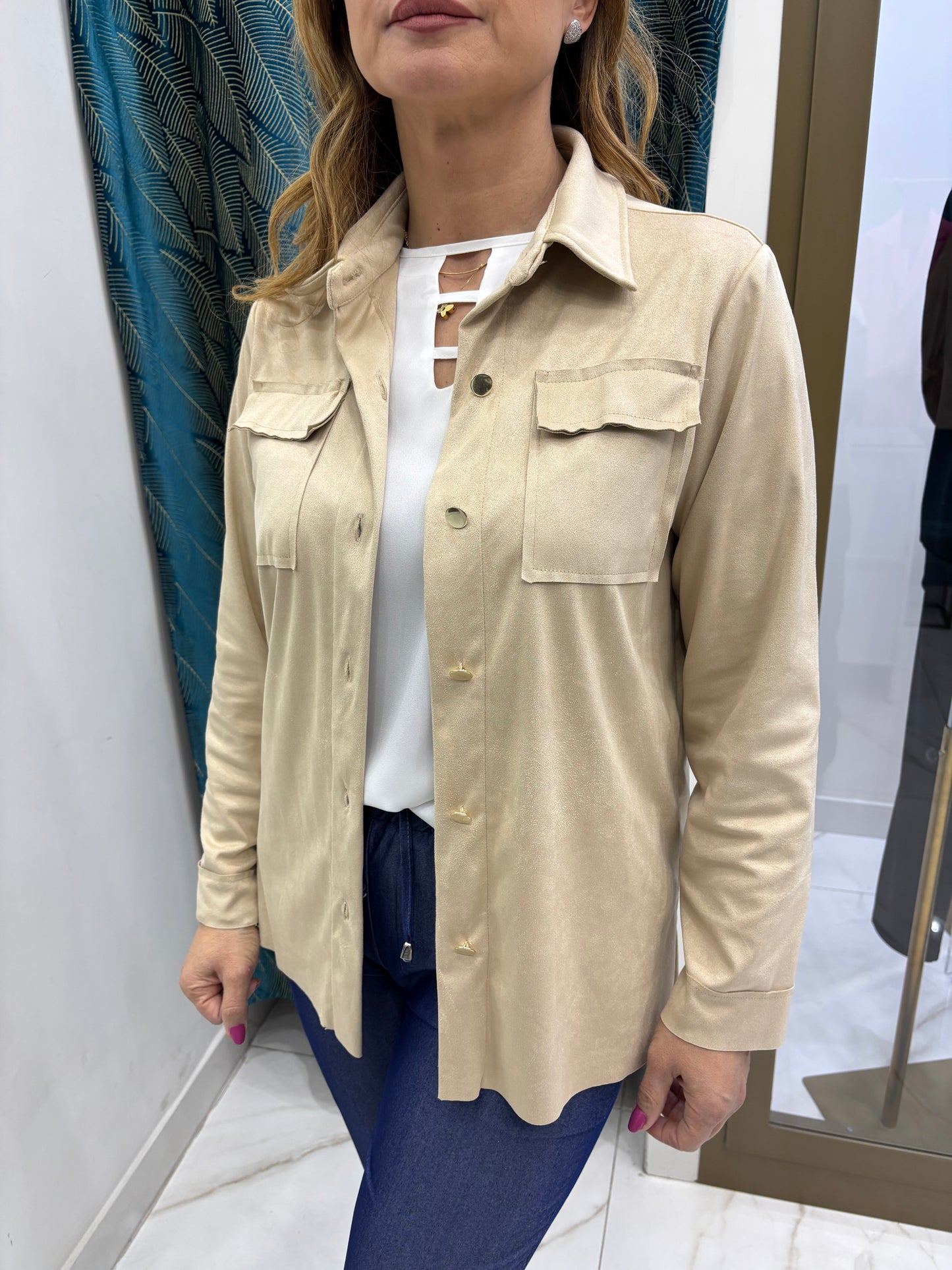 Giacca Camicia Scamosciata