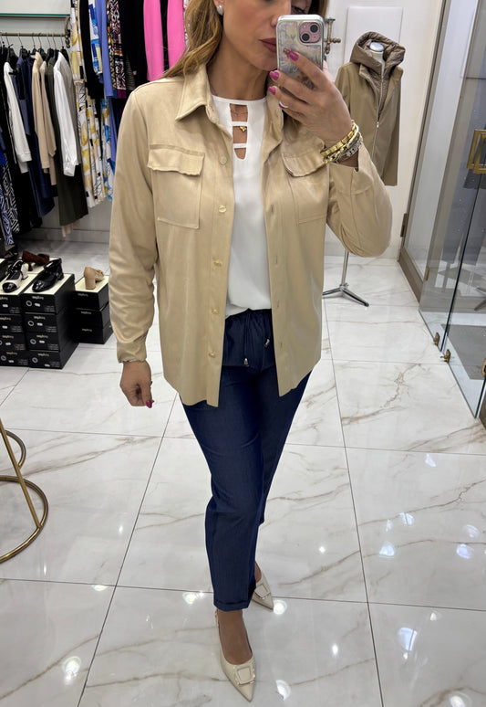 Giacca Camicia Scamosciata