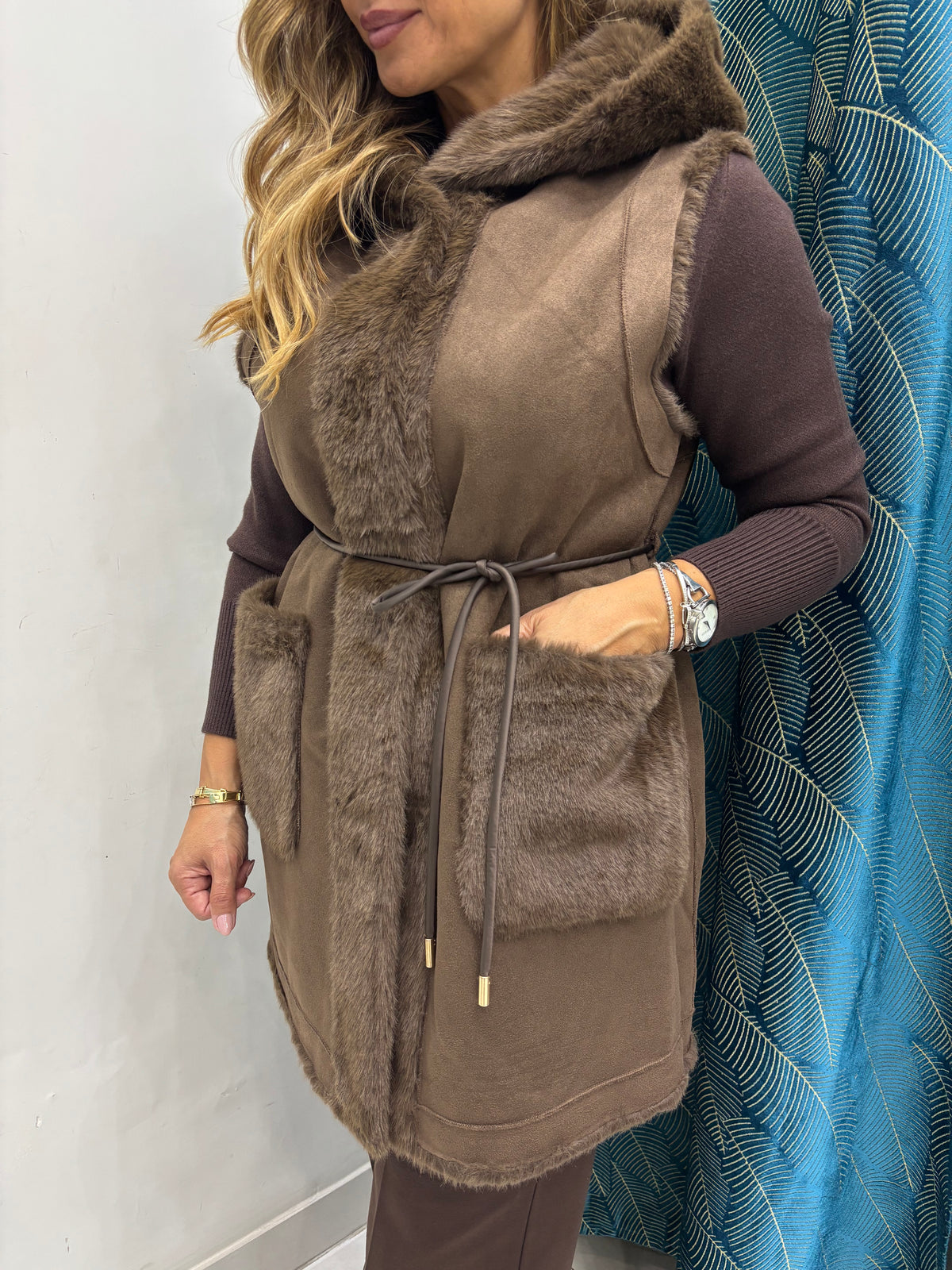 Eco Pelliccia Gilet Giada Reversibile