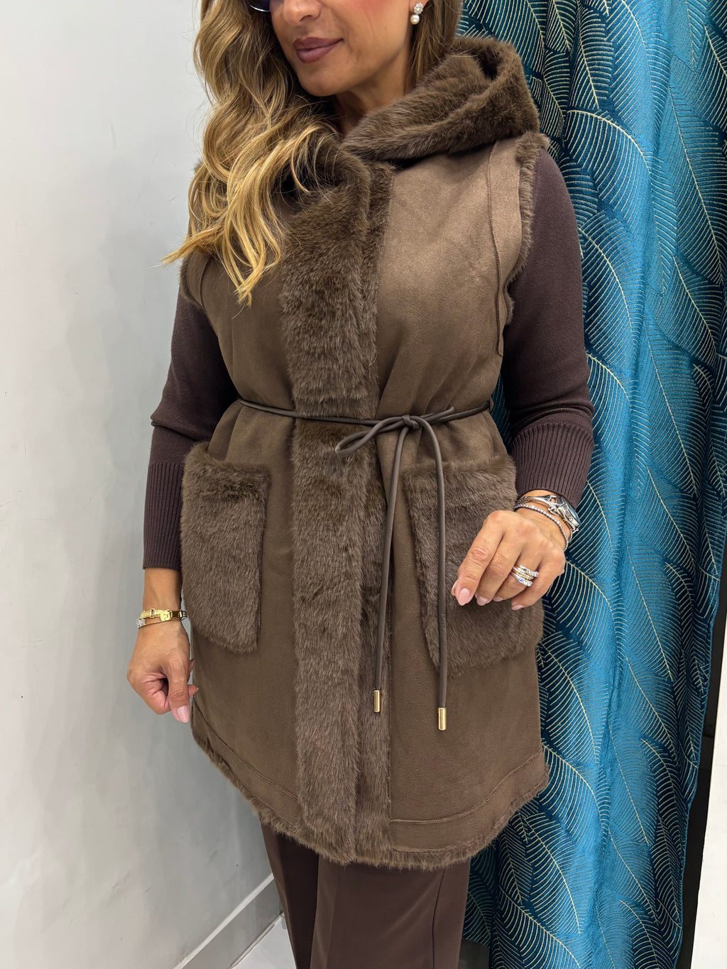 Eco Pelliccia Gilet Giada Reversibile