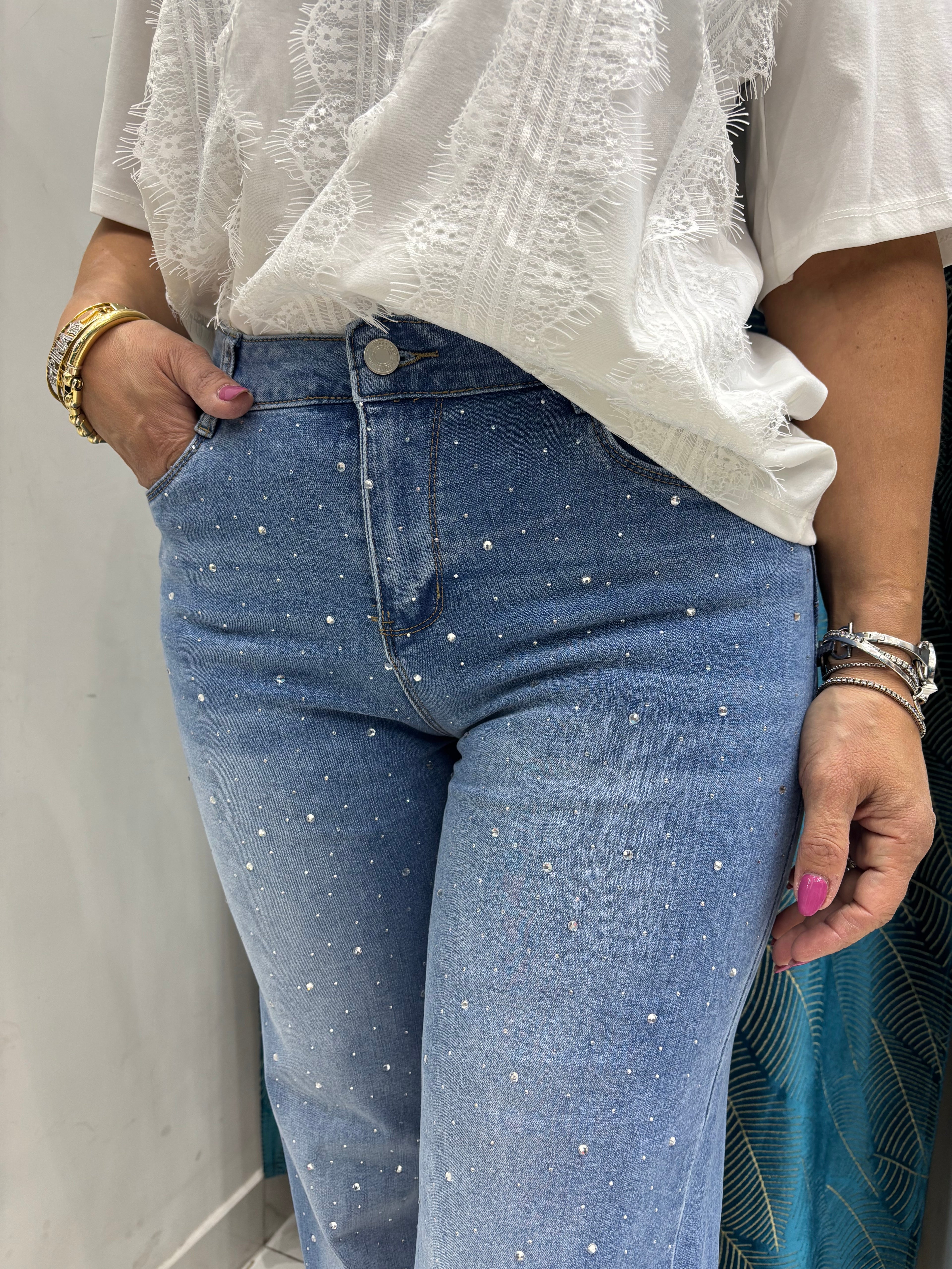 Jeans Denim Strass