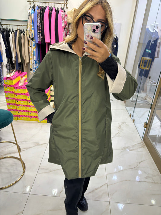 Impermeabile Oversize Verde Militare