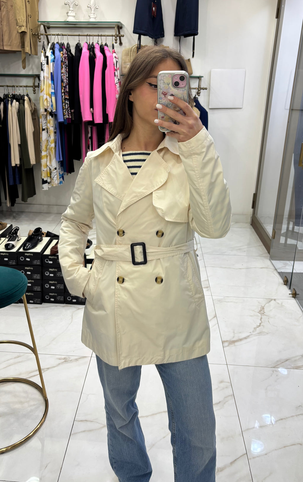 Trench Impermabile Doppiopetto - Crema