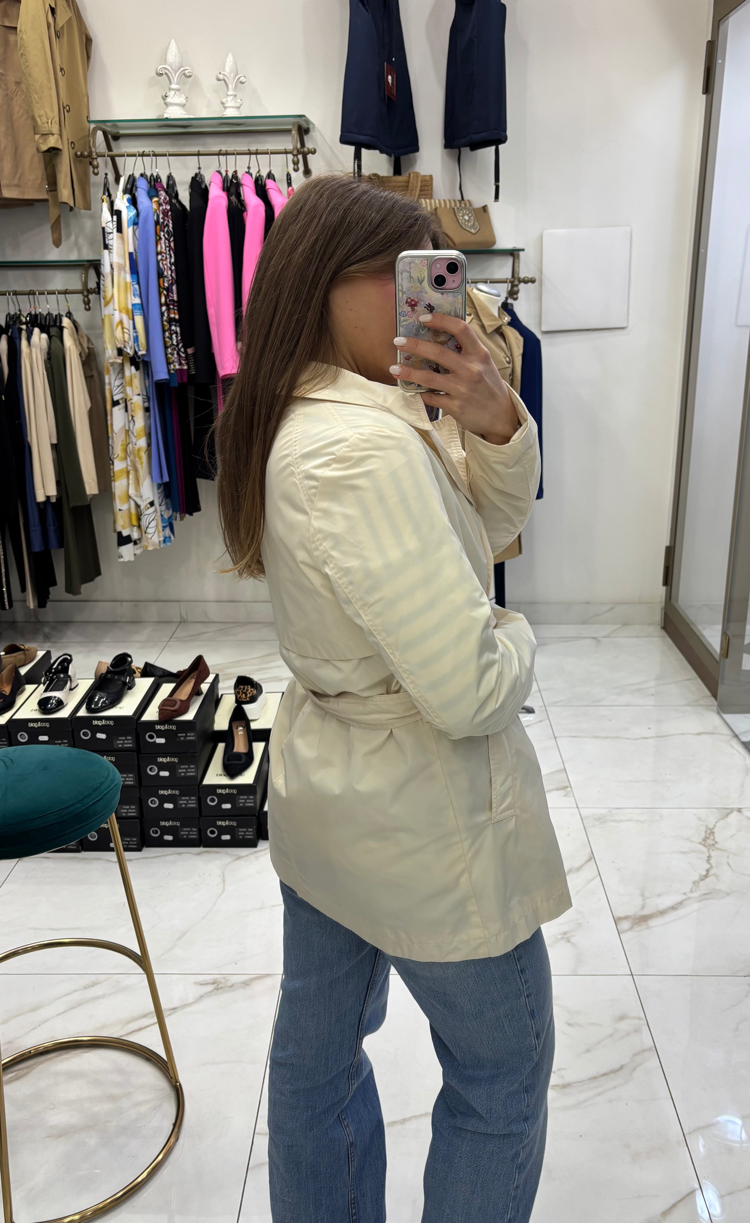 Trench Impermabile Doppiopetto - Crema